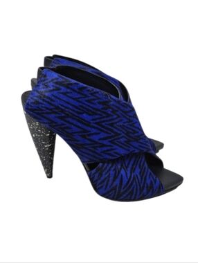 Proenza Schouler x Saks Zigzag Calf Hair Pony Criss Cross Heels EU 40